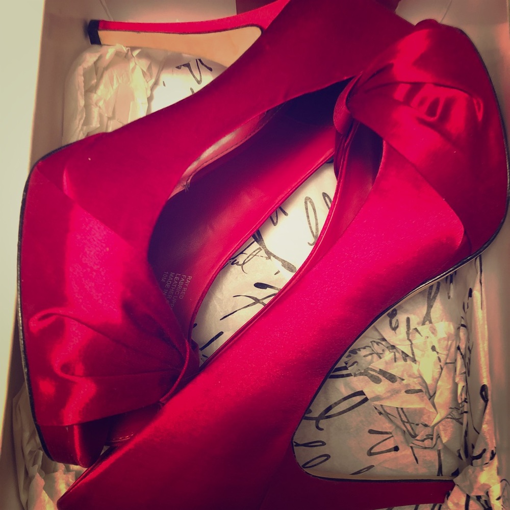 Satin Bow Peeptoe Heels